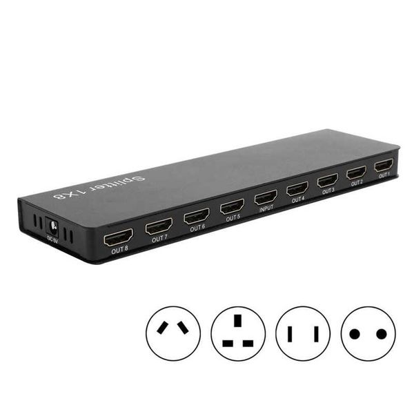 

100-240v f118 8 ports 1 in out splitter audio video 1080p distributor professional speaker computer speakers