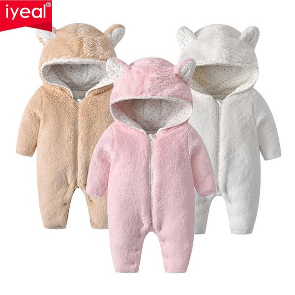 

born infant baby boys girls romper warm fleecel cartoon hooded long sleeve solid jumpsuit toddler clothes outfits jumpsuits, Blue