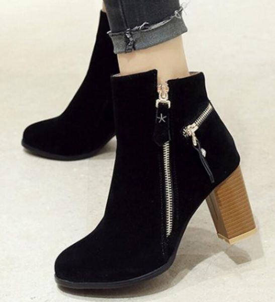 

boots zapatos mujer ladies chaussure femme high heels ankle for women pumps wedding winter shoes woman elegant p161285, Black