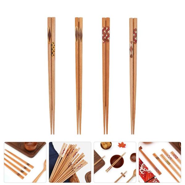 

chopsticks 4 pairs of home wooden japanese-style (assorted color)
