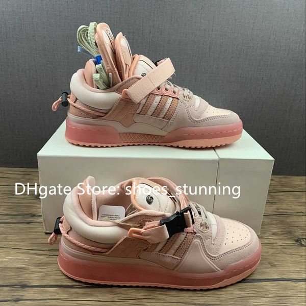 

shoes bad bunny forum buckle low pink easter egg couple casual sports trainer sportswear skateboard sneaker light pink come with box size 35