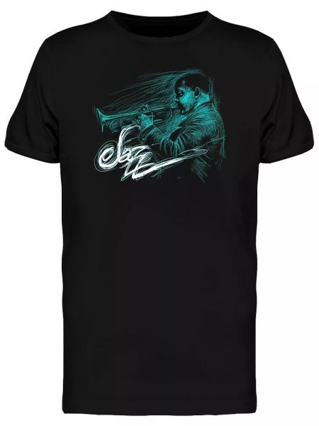 

blue jazz player graphic men's tee -image by shutterstock, White;black