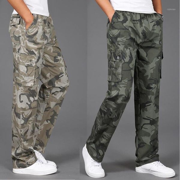 

men's pants casual loose oversize long military combat cargo trousers camouflage f33, Black