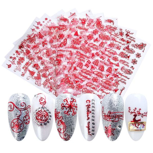 

stickers & decals 1 nail sticker ins classic red santa claus multi-purpose snowflake tree bell art, Black