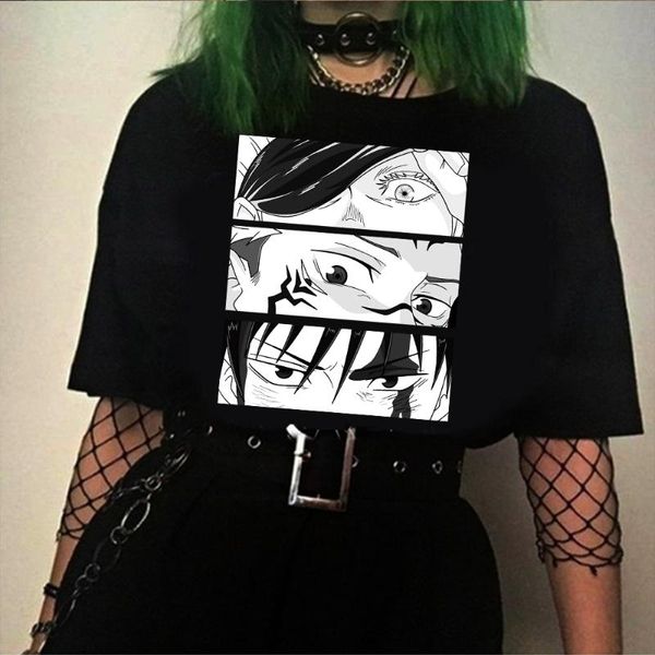 

kawaii jujutsu kaisen tshirt men short sleeve satoru gojo yuji itadori sukuna eyes t-shirt anime manga tee shirt clothes men's t-shirts, White;black