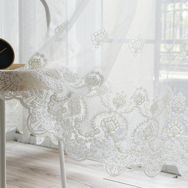 

curtain & drapes european embroidered white tulle for bedroom pastoral rural country style elegant balcony window