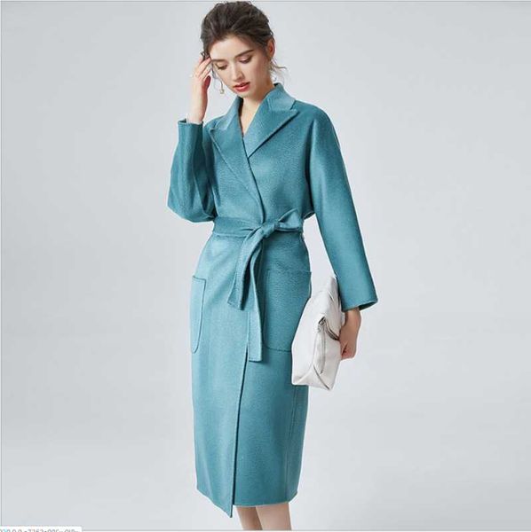 

women's trench coats female cashmere coat double-sided jacket high-grade overcoat water ripple loose lace outwear long woolen, Tan;black