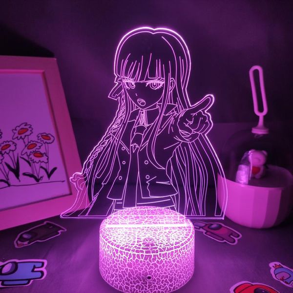 

night lights anime danganronpa led figure kyoko kirigiri fun cool gift for friend rgb game lava lamp bedroom bedside desk decor