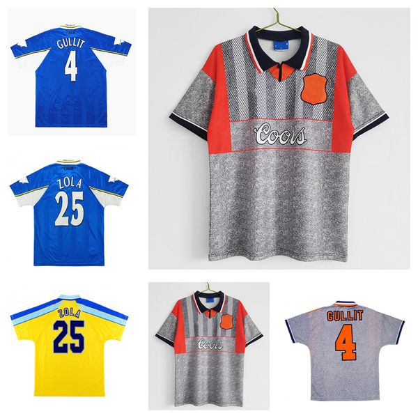 

1994 1996 home away shirt gullit zola #25 retro soccer jerseys original print for the dutch midfielder ruud gullit #4 94 96 97 classic, Black;yellow