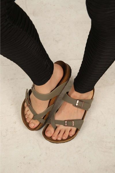 

slippers khaki cross thong, Black