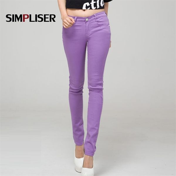 

pants women white red black 20 candy color jeans plus size skinny trousers stretch leggings femme pantalon 210924, Blue