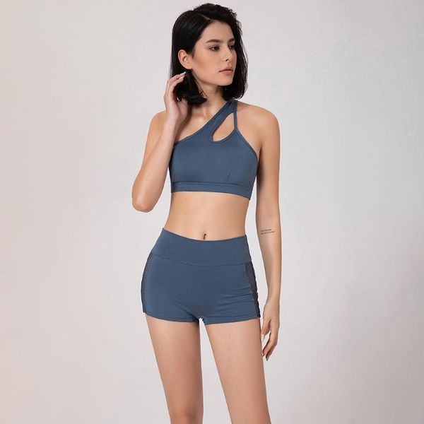 

yoga outfit slant shoulder set women gym workout clothing sportswear hollow out leggings one sports bra suits