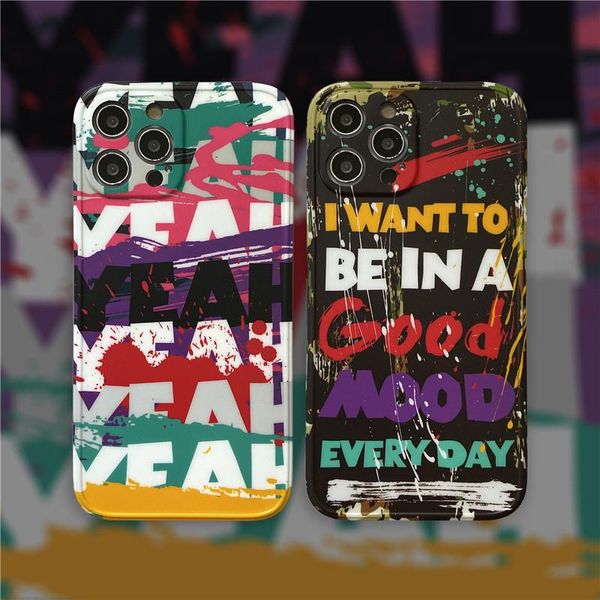 

cell phone pouches korean street fashion graffiti case for 12 pro max 11 7 8 plus x xr xs se2 proof back covers