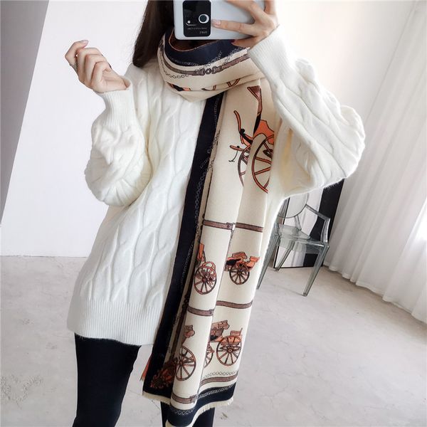 

autumn and thickened long winter scarf new air conditioning warm imitation cashmere shawl dual-purpose female, Blue;gray