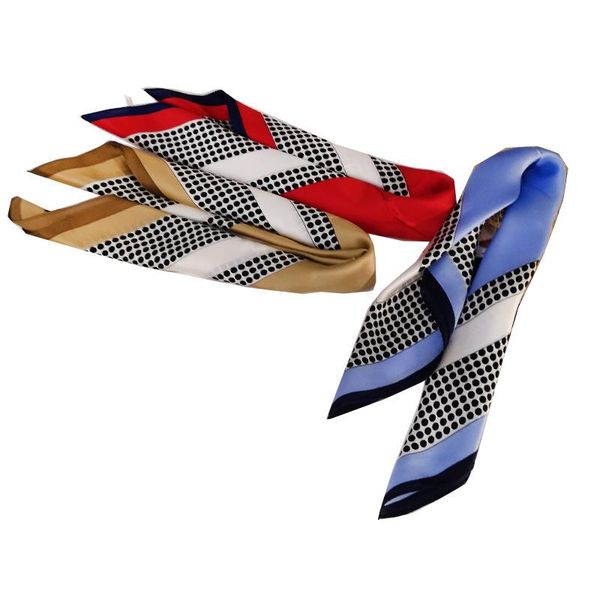 

scarves fashion small square silk scarf dot printed fresh women's hair belt tie band bag decoration headband 53*53cm, Blue;gray