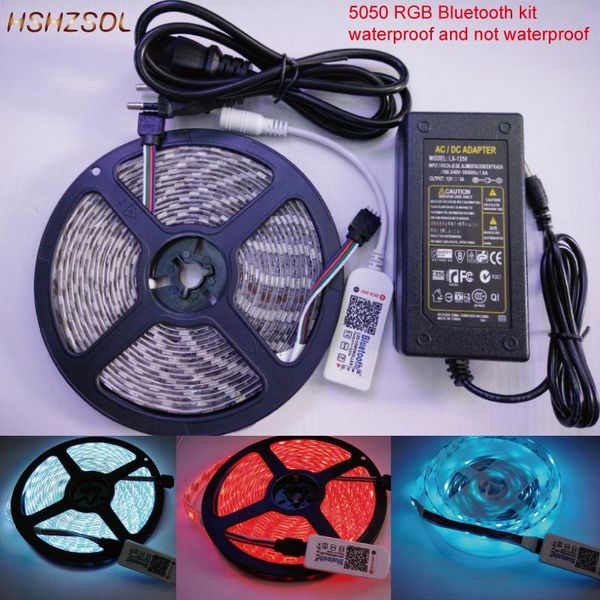 

5m/roll 300 led rgb smd flexible strip light with bluetooth controller 12v 5a adapter kit for home decorate party strips