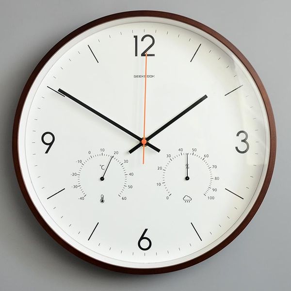 

glass quartz wall clock temperature kitchen silent modern design round reloj decorativo de pared home decor eb5wc clocks
