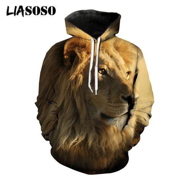

men's hoodies & sweatshirts liasoso est animal lion boys/girls hoodie 3d print men women streetwear spring winter fashion unisex, Black