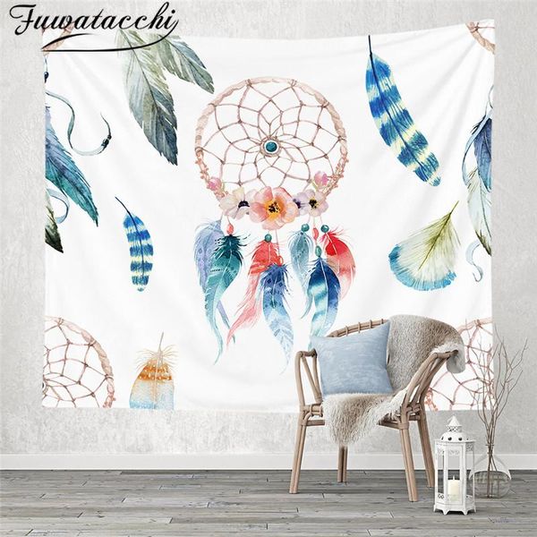 

tapestries fuwatacchi 130*150cm wall plant art mandala printed polyester tapestry hanging for decorate home living room bedroom office
