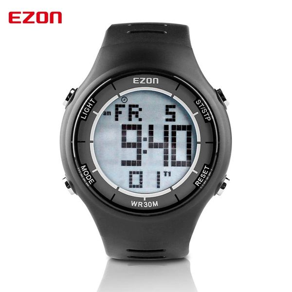 

ezon digital men sports watch dual time satch outdoor casual running swimming waterproof 30m wristwatch montre homme wristwatches, Slivery;brown