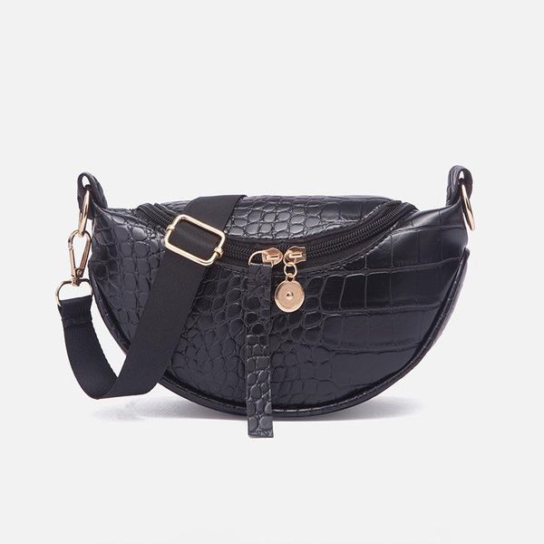 

waist bags trendy alligator pattern chest bag for women pu leather shoulder crossbody fanny pack simple solid color handbag