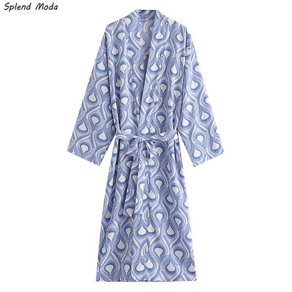 

casual dresses splend moda autumn vintage fashion flower print long-sleeve loose lace-up beach style kimono women mid-length female, Black;gray