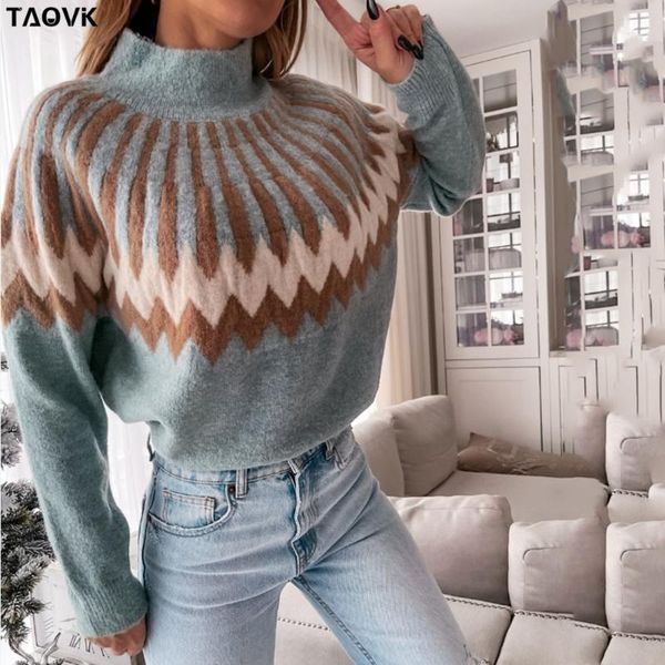 

women's sweaters taovk autumn winter casual sweater high-neck knitting long sleeve contrast color loose pullover soft warm jumper, White;black