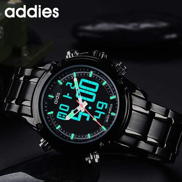

wristwatches men analog digital stainless steel strap sports watches men's army military watch man quartz clock relogio masculino, Slivery;brown