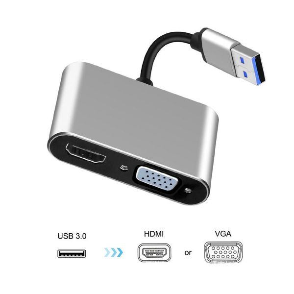 

audio cables & connectors vga usb 3.0 1080p hd 2 in 1 hub converter for laphdtv projectors monitors sync output windows7/8/10