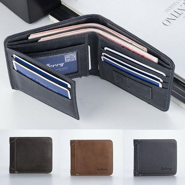 

wallets mens casual leather short foldable wallet purse 17 s holder, Red;black