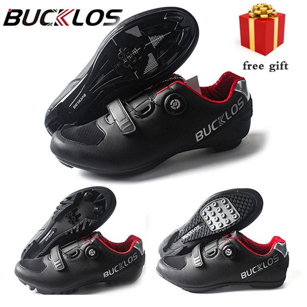 

cycling footwear bucklos sports sneakers self-locking non-slip mtb road bike shoes durable breathable man sneaker bicycle equipment, Black
