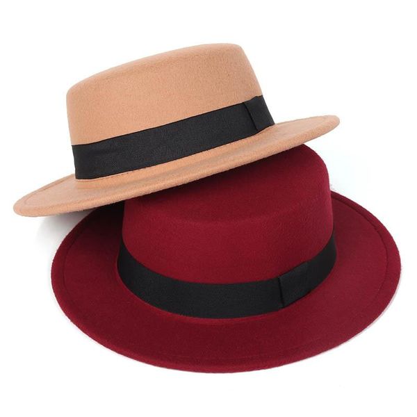 

wide brim hats 2021 sombrero wool winter hat round felt big women spring autumn flat woolen fedora gorros, Blue;gray