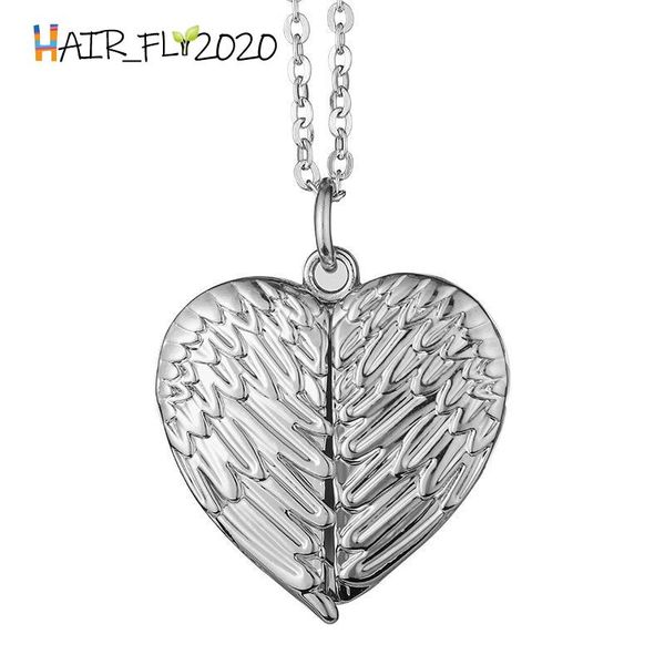 

wing openable necklace sublimation blanks love heart pendants chain angel lovers charms jewelry zinc alloy valentine day 8 5mo ha14