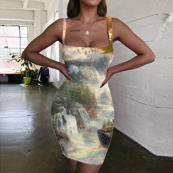 

casual dresses giyu brand skull dress women colorful halter sleeveless hip hop sundress rock bodycon womens clothing summer vintage, Black;gray