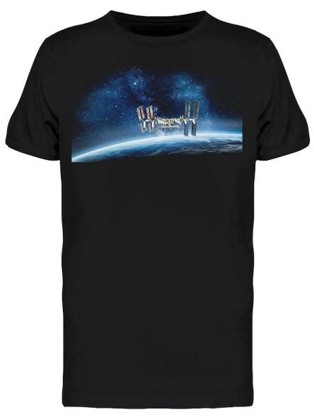 

space station on orbit tee men's -image by shutterstock, White;black