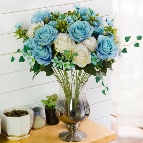 

decorative flowers & wreaths 11 heads artificial silk flower rose bouquet room wedding decor plant wall decoration