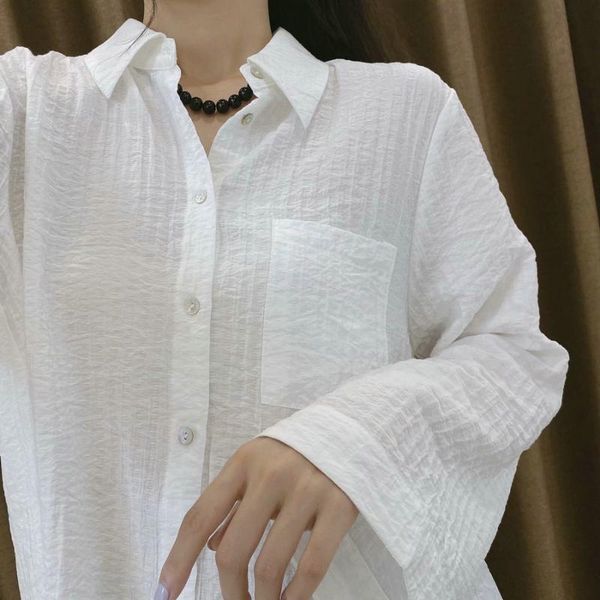

women's blouses & shirts 2021 spring autumn women white asymmetrical design shirt fashion long sleeve single-breasted texture fabric co
