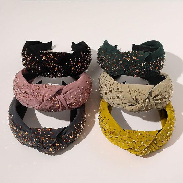 

wide brimme headband crystal rhinestone canvas head hoop cross knotted headwear makeup wash face hair women accessorie1