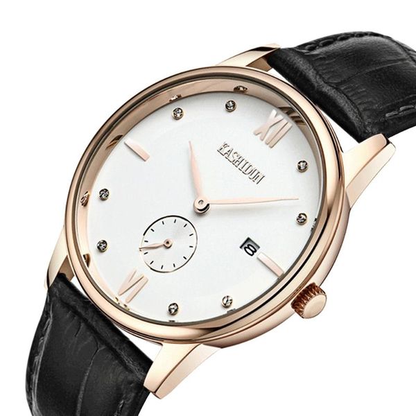 

wristwatches relogio masculino business watch men simple style luxury leather band fashion quartz clock for christmas year, Slivery;brown
