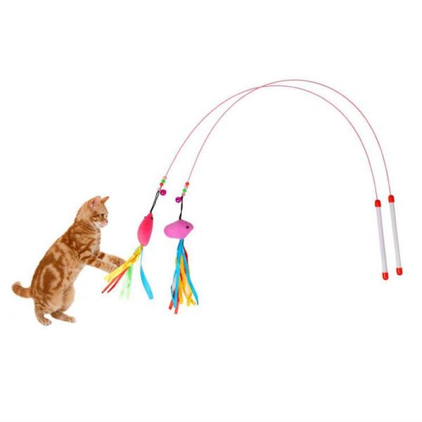 

cat toys 1pc elastic metal thread stick pet fish toy teaser interactive kitten
