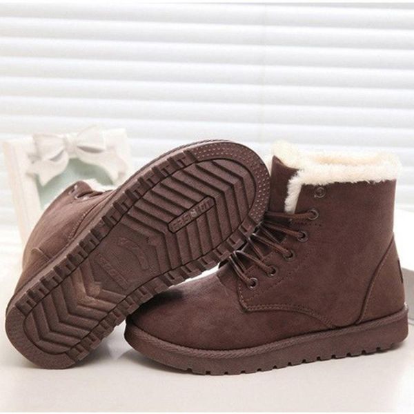 

boots lace up boots, female thermal winter korean student short women's shoes, flat heel, fashionable, Black