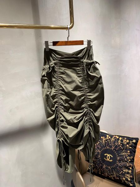

skirts 2021 women fashion solid color front and back drawstring skirt 0402, Black