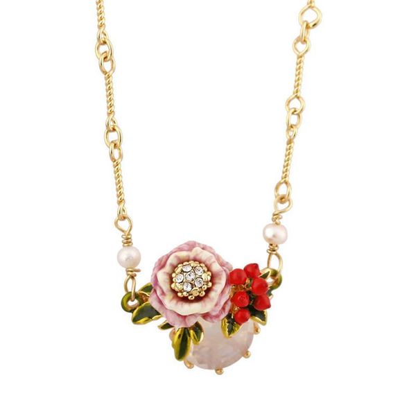 

pendant necklaces european and american fashion personality magical plant series painted flower necklace female pale bamboo chain clavicle, Silver