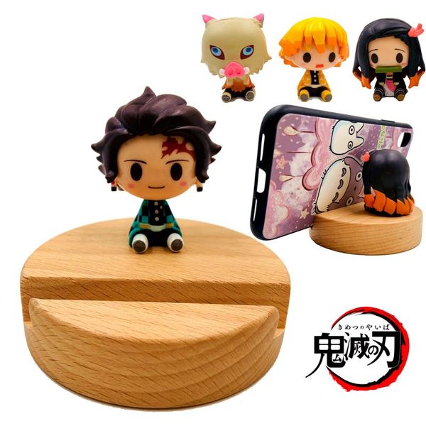 

universal unique wooden demon slayer cellphone holder stand bracket for smart phones portable lazy support phone dock tablets cell mounts &