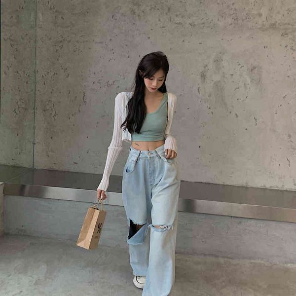 

jeans ytx276 loose, straight-line, high waist, thin-jeans design, Blue