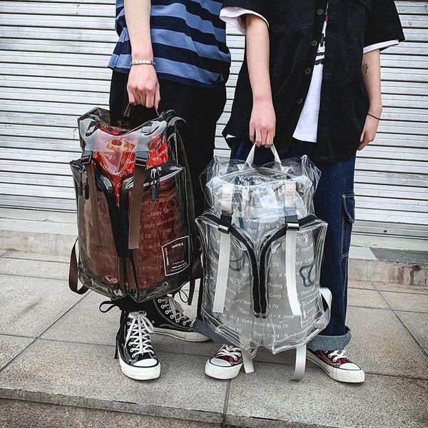 

backpack 2021 transparent large capacity double shoulder bag outdoor travel trendy male and female student