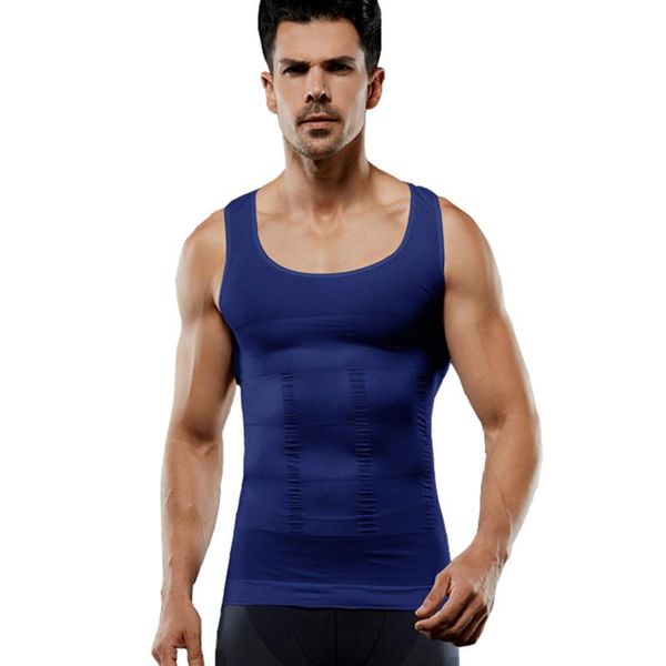 

men's body shapers abdomen control vest for men tummy trimmer shaper waist slimming black white blue bodyshaper fitness tank top, Black;brown