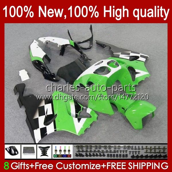 Kit Bodys para Kawasaki Ninja ZX-7R ZX750 ZX 7R 96 97 98 99 00 01 02 03 Bodywork 28Hc.25 ZX-750 ZX 7 R ZX 750 ZX7R 1996 1997 1998 1999 2000 2003 Fairings Verde Branco Novo