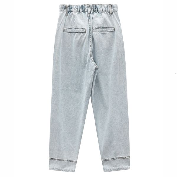 

Women's Jeans [EAM] Light Blue Brief Button Split Wide Leg High Waist Loose Women Trousers Fashion Tide Spring Autumn 1S256 BTYO