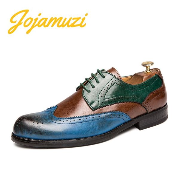 

dress shoes handmade men oxfords leather fashion male footwear comfortable business hollw brogue office party wedding shoe, Black